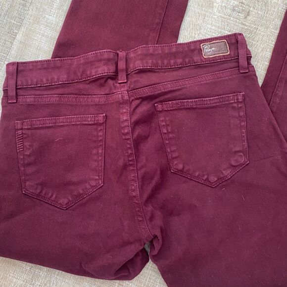 Y2K Paige Peg Skinny Slim Jeans Women’s 28 Burgundy Maroon Swiftie Academia Vamp - Picture 10 of 14